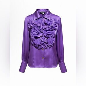 NWOT Jovani silk Purple statement floral Blouse size 4 and 8
